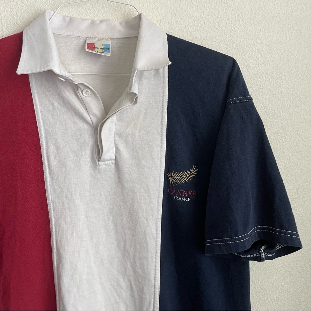French Shirt France Cannes Short Sleeve Vintage VTG Polo Shirt